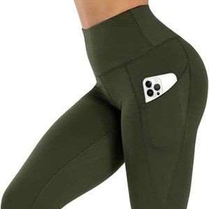 GAYHAY Women's Olive Green Pull-on High Waisted Leggings Yoga Pants 3XL